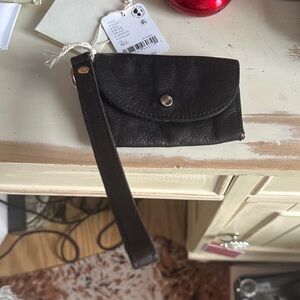 Free People Black Leather Wristlet
